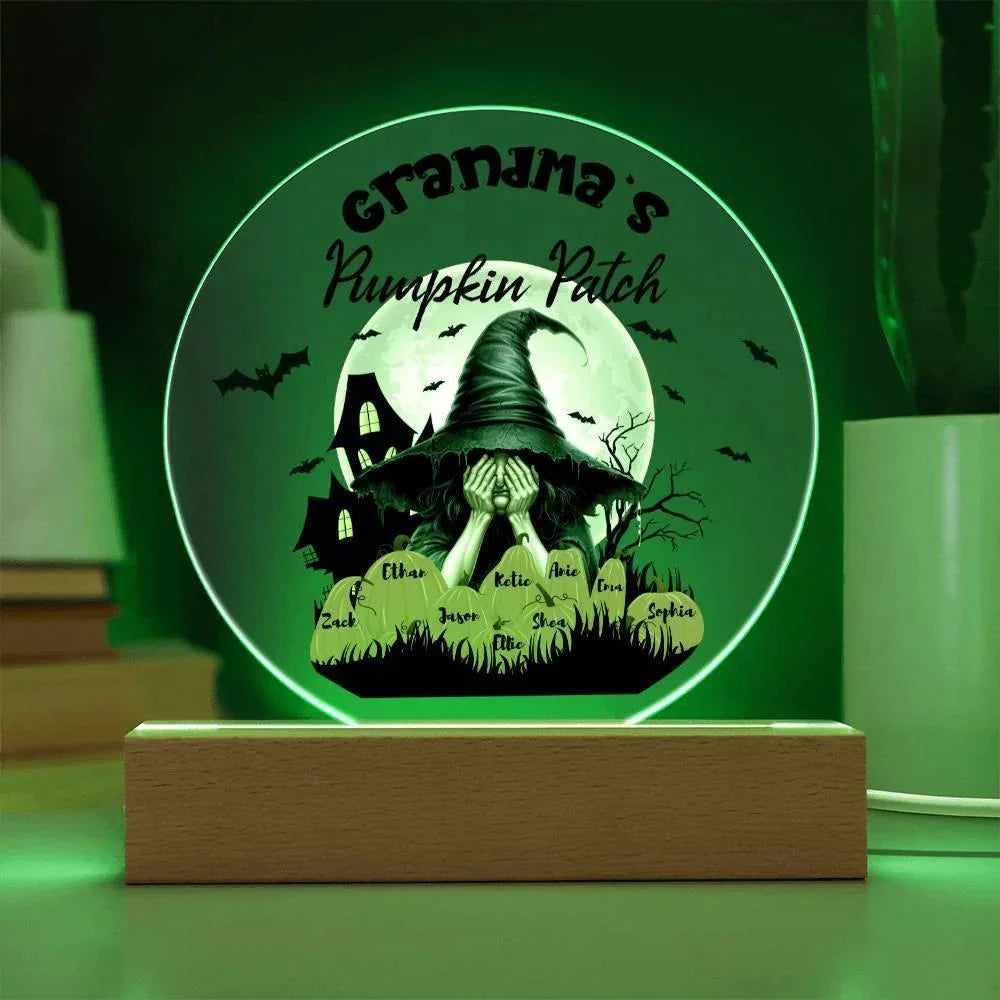 Grandma's Pumpkin Patch - Personalize with Grandkid's Names for a Spooky Halloween Acrylic Plaque