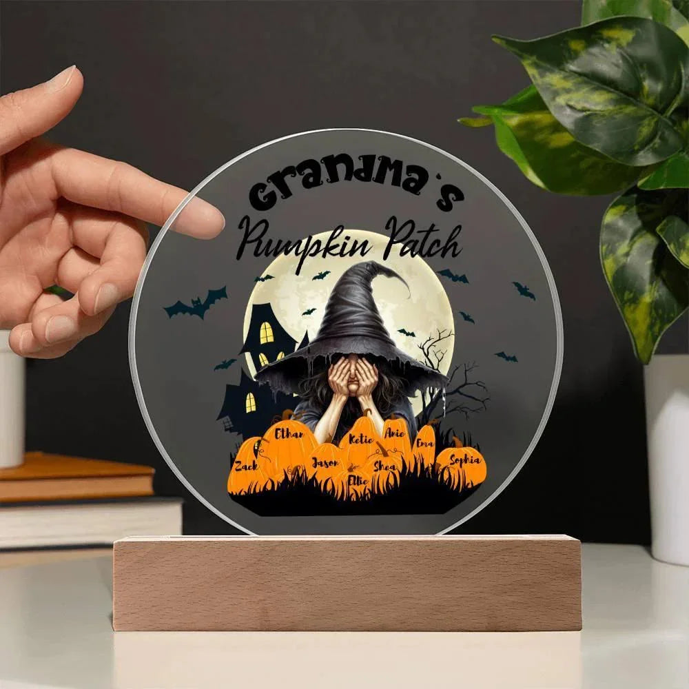 Grandma's Pumpkin Patch - Personalize with Grandkid's Names for a Spooky Halloween Acrylic Plaque