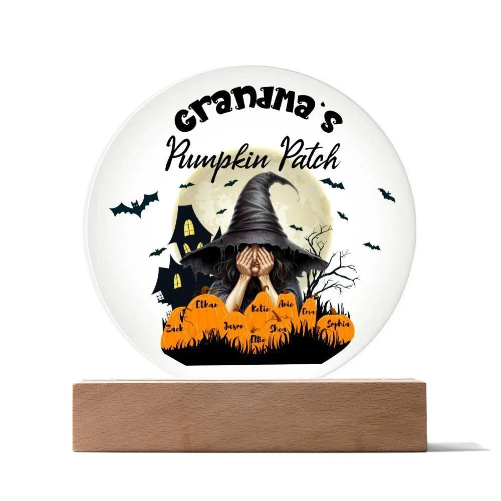 Grandma's Pumpkin Patch - Personalize with Grandkid's Names for a Spooky Halloween Acrylic Plaque
