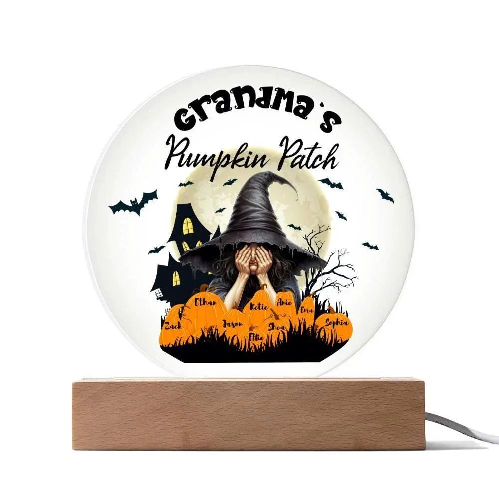 Grandma's Pumpkin Patch - Personalize with Grandkid's Names for a Spooky Halloween Acrylic Plaque
