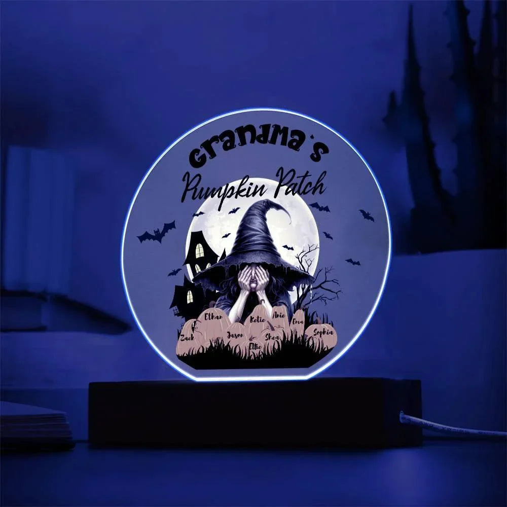 Grandma's Pumpkin Patch - Personalize with Grandkid's Names for a Spooky Halloween Acrylic Plaque
