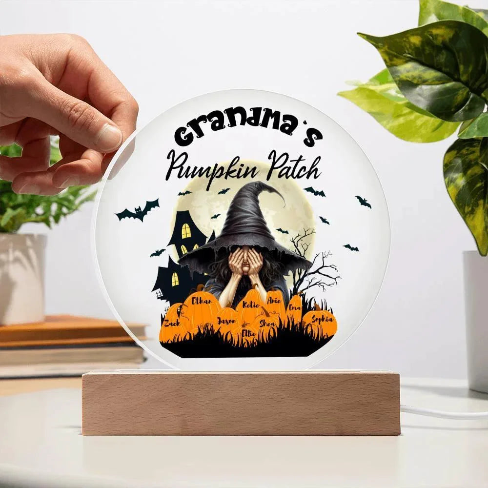 Grandma's Pumpkin Patch - Personalize with Grandkid's Names for a Spooky Halloween Acrylic Plaque