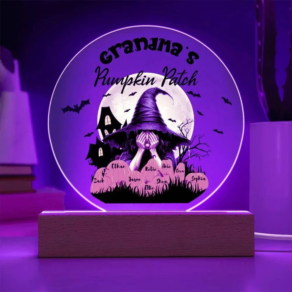 Grandma's Pumpkin Patch - Personalize with Grandkid's Names for a Spooky Halloween Acrylic Plaque
