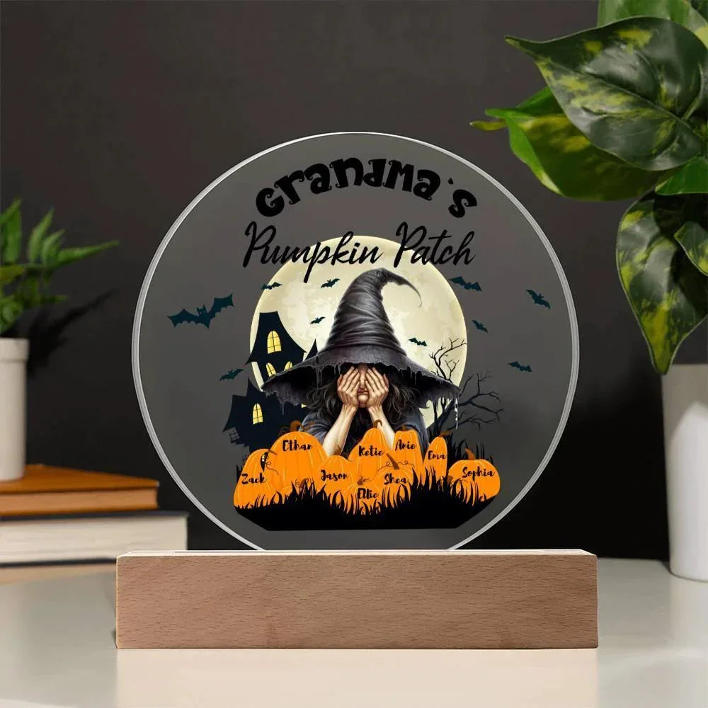 Grandma's Pumpkin Patch - Personalize with Grandkid's Names for a Spooky Halloween Acrylic Plaque