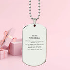 Grandma Silver Dog Tag Engraved Necklace - You are Braver than you Believe, Stronger than you Seem, Inspirational Birthday, Christmas Mother's Day Gifts