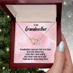 Grandmother Gift Personalized Message Card Interlocking Heart Pendant Necklace