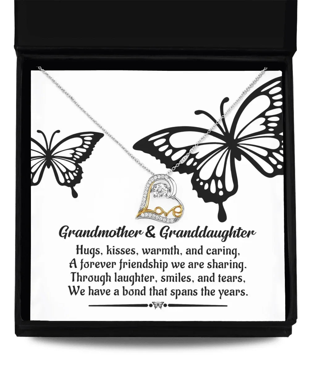 Grandmother - Granddaughter We Have a Bond That Spans the Years Heart Pendant Necklace