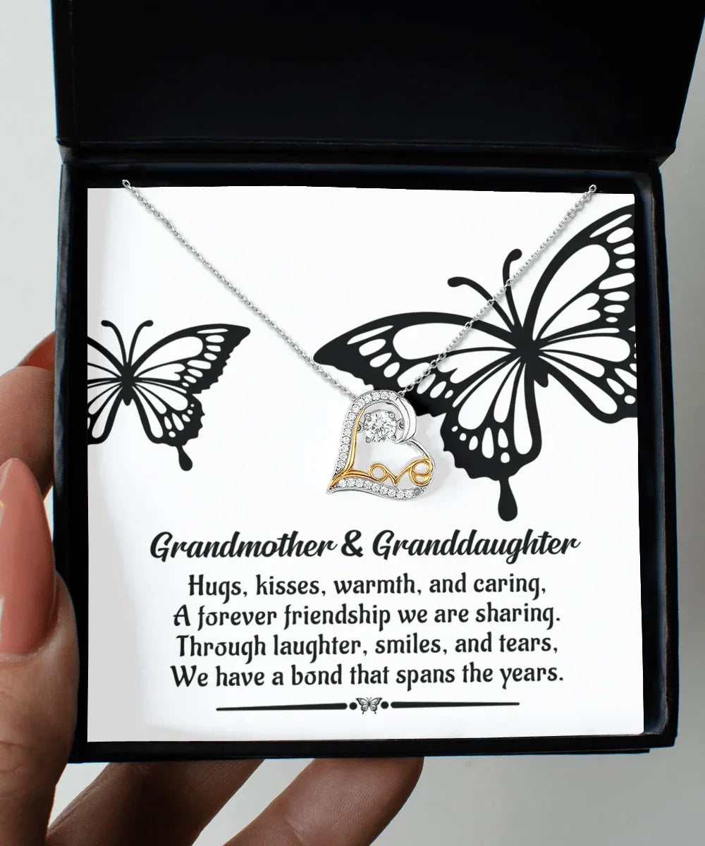 Grandmother - Granddaughter We Have a Bond That Spans the Years Heart Pendant Necklace