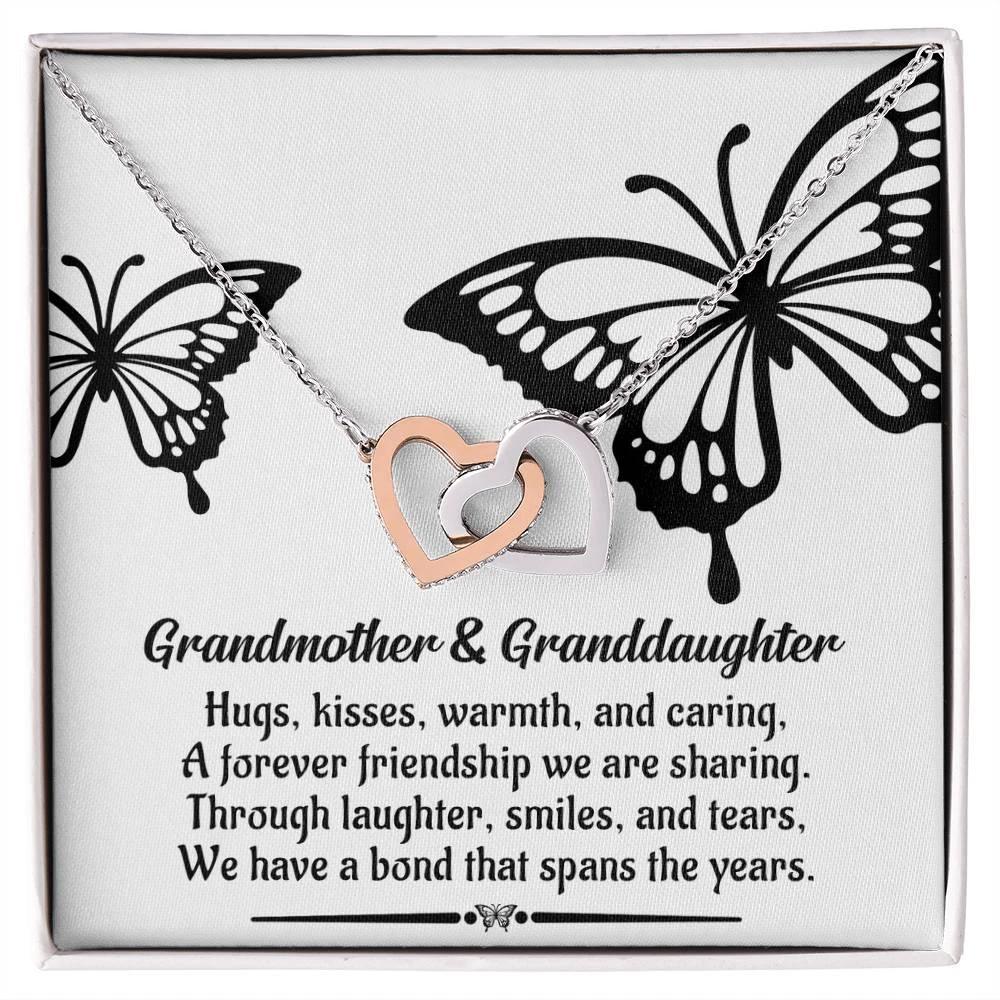 Grandmother Gift from Granddaughter We Have a Bond That Spans the Years Interlocking Hearts Pendant Necklace