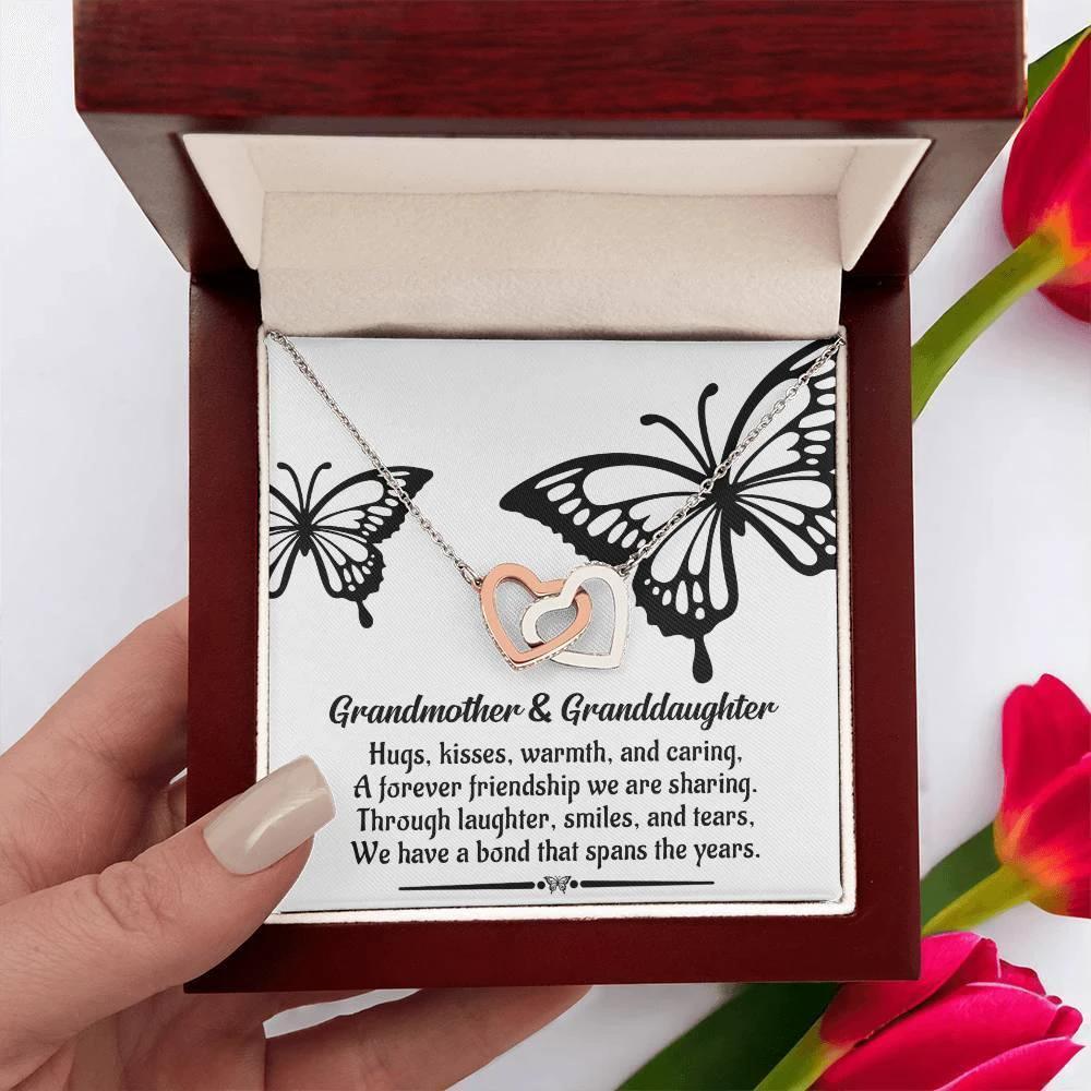 Grandmother Gift from Granddaughter We Have a Bond That Spans the Years Interlocking Hearts Pendant Necklace