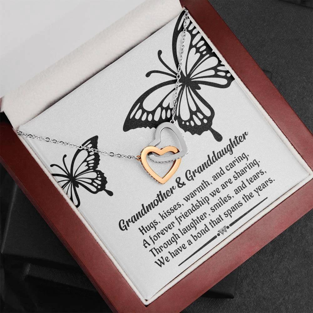 Grandmother Gift from Granddaughter We Have a Bond That Spans the Years Interlocking Hearts Pendant Necklace