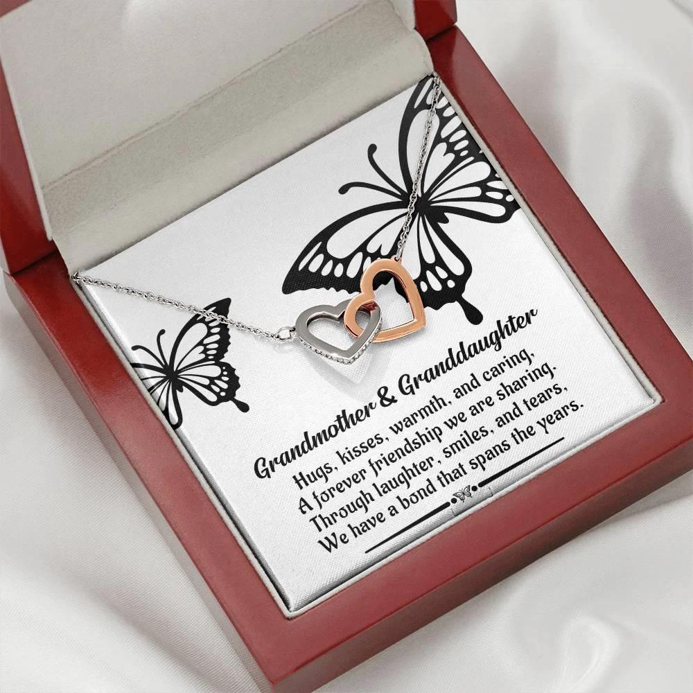 Grandmother Gift from Granddaughter We Have a Bond That Spans the Years Interlocking Hearts Pendant Necklace