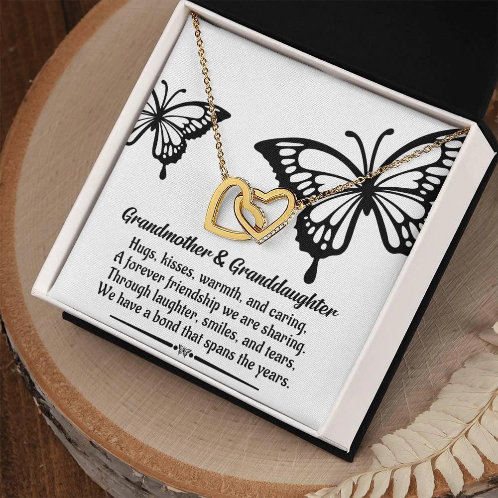 Grandmother Gift from Granddaughter We Have a Bond That Spans the Years Interlocking Hearts Pendant Necklace