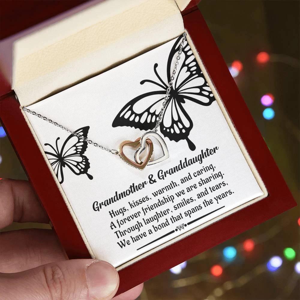 Grandmother Gift from Granddaughter We Have a Bond That Spans the Years Interlocking Hearts Pendant Necklace