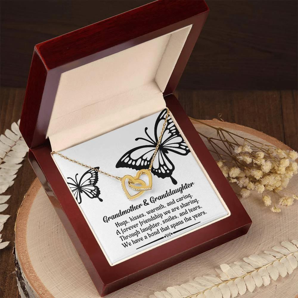 Grandmother Gift from Granddaughter We Have a Bond That Spans the Years Interlocking Hearts Pendant Necklace