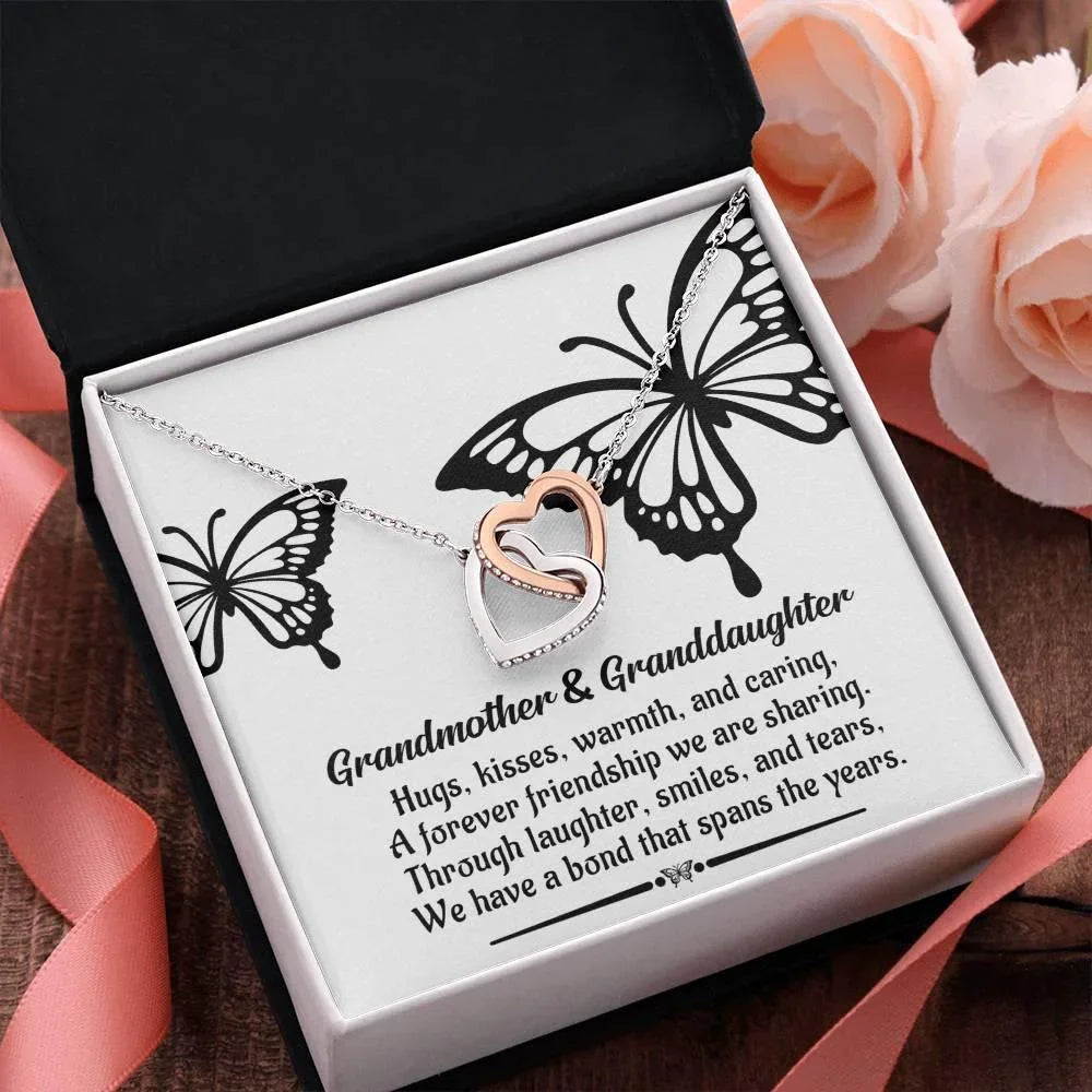 Grandmother Gift from Granddaughter We Have a Bond That Spans the Years Interlocking Hearts Pendant Necklace