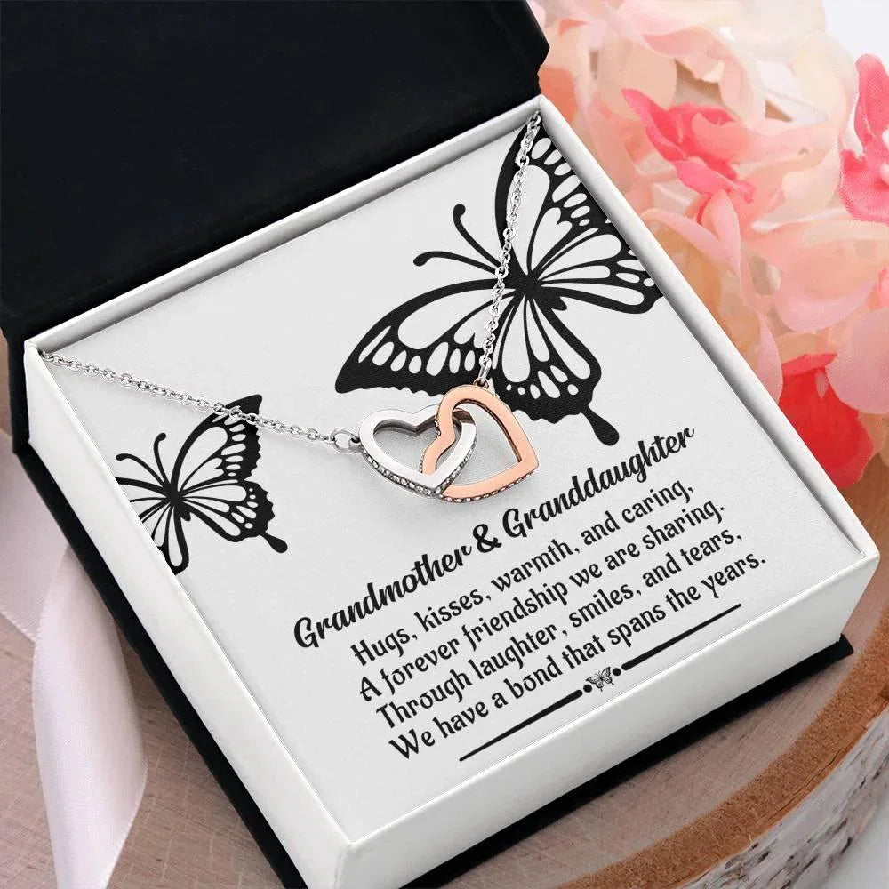 Grandmother Gift from Granddaughter We Have a Bond That Spans the Years Interlocking Hearts Pendant Necklace