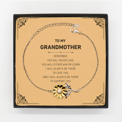 Grandmother Gifts, To My Grandmother Remember, you will never lose. You will either WIN or LEARN, Keepsake Sunflower Bracelet Birthday Christmas Gifts Ideas - Mallard Moon Gift Shop