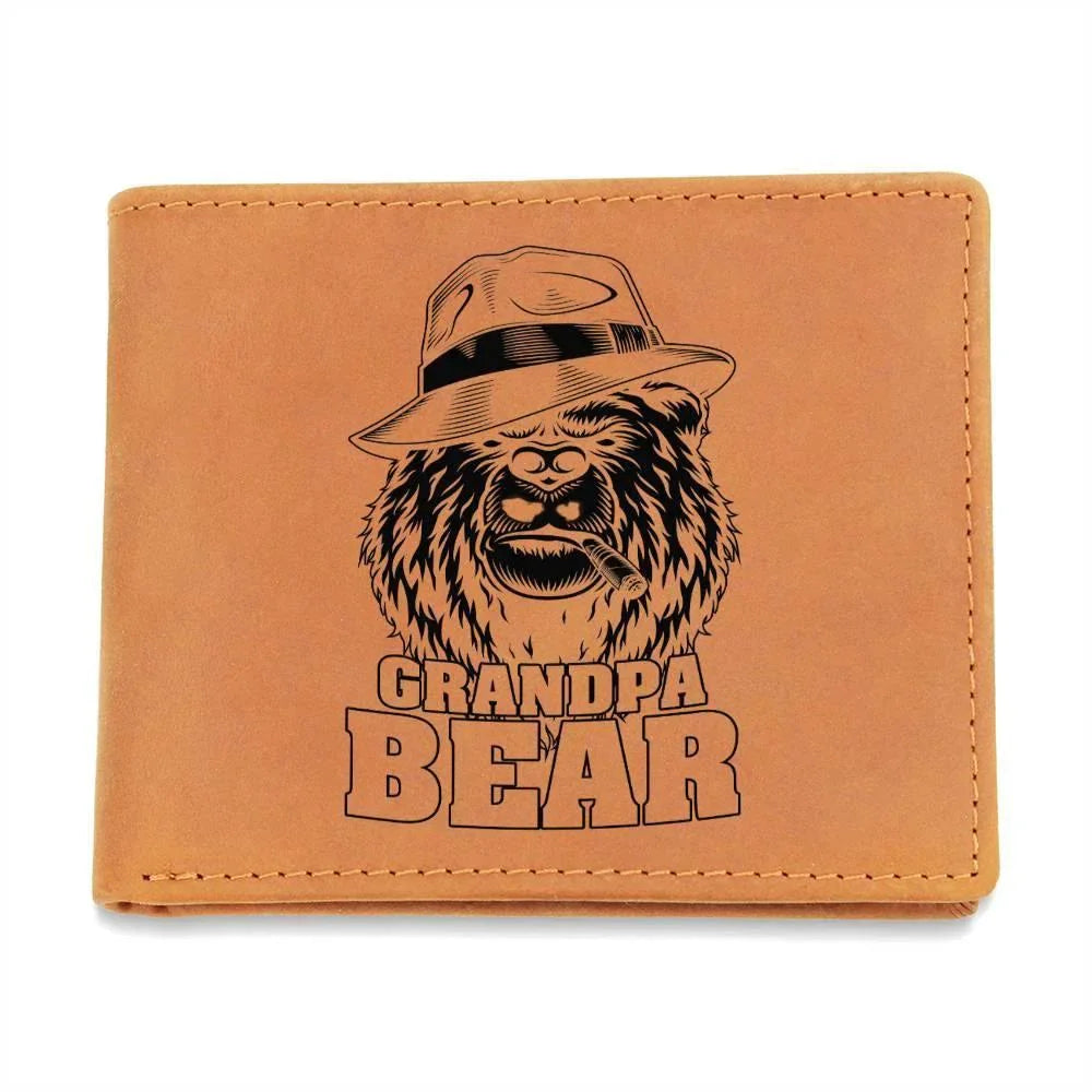 Grandpa Bear Custom Printed Leather Wallet