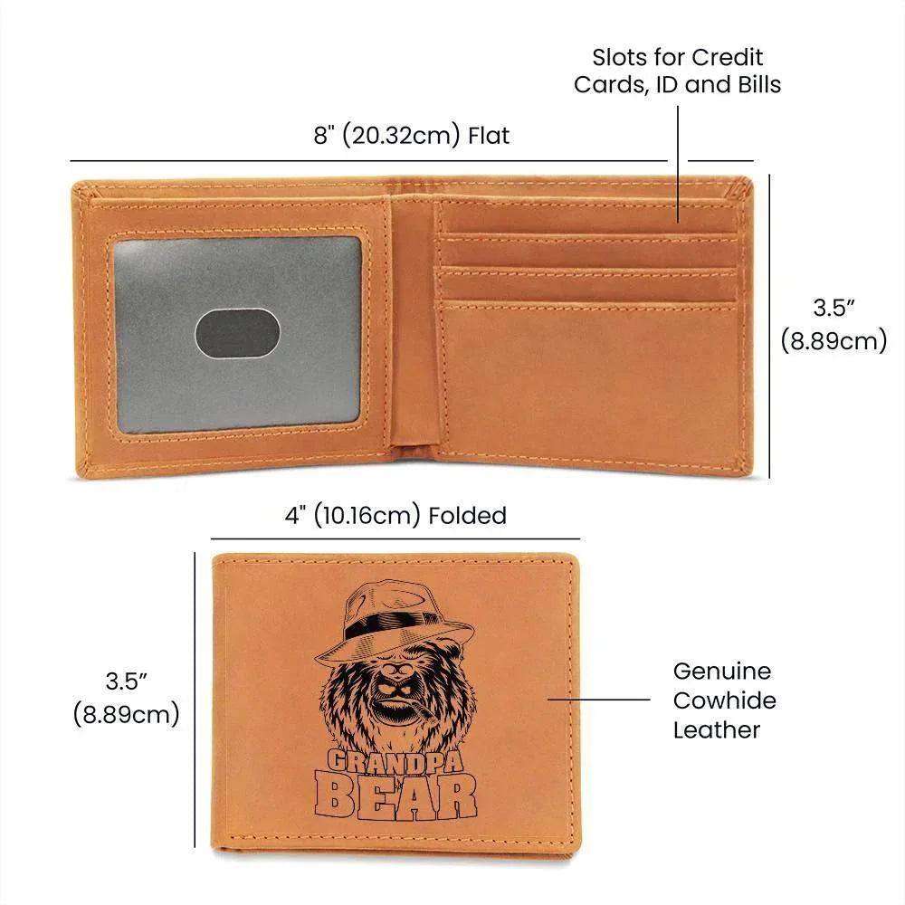 Grandpa Bear Custom Printed Leather Wallet