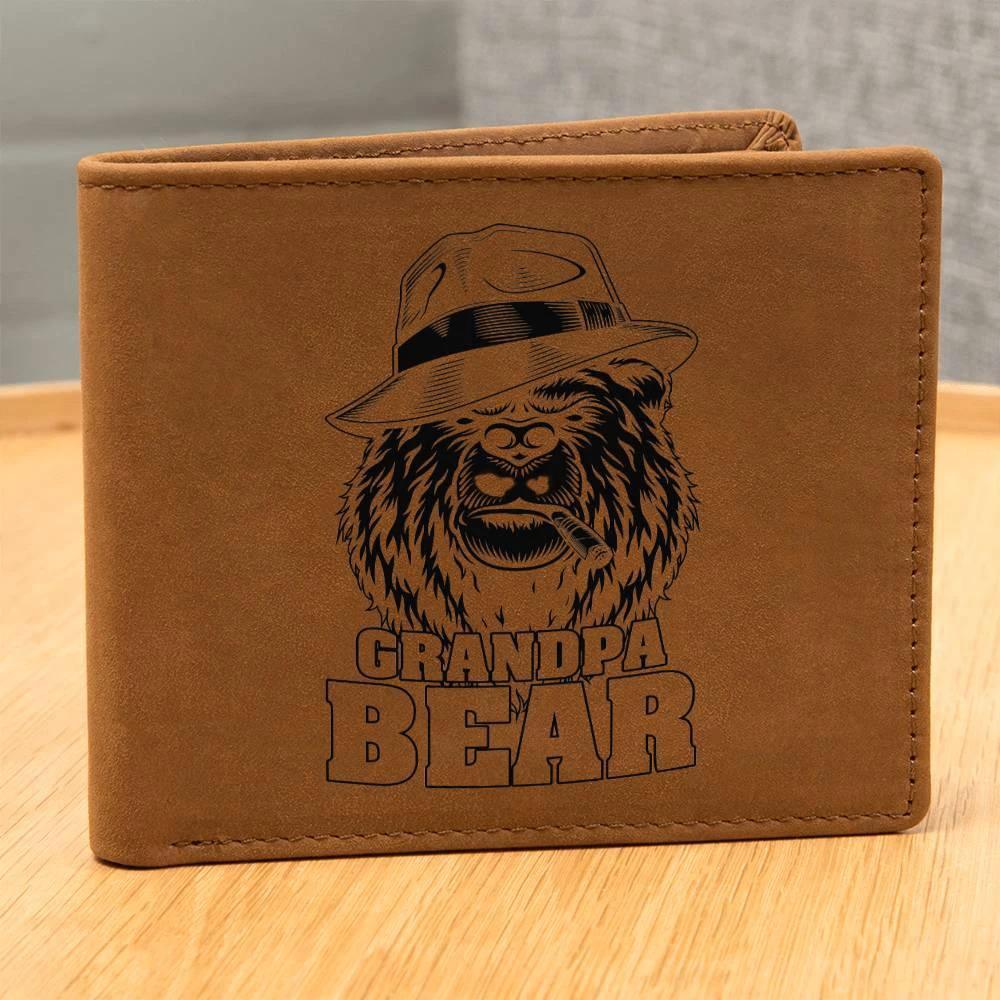 Grandpa Bear Custom Printed Leather Wallet
