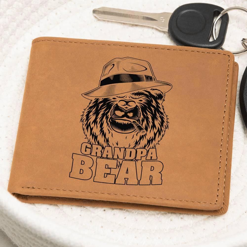 Grandpa Bear Custom Printed Leather Wallet