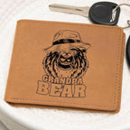 Grandpa Bear Custom Printed Leather Wallet