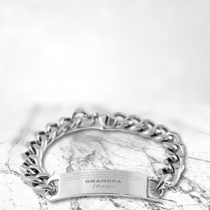 Grandpa Cuban Chain Stainless Steel Engraved Bracelet - Always follow your dreams Birthday Christmas Holiday Jewelry Gifts - Mallard Moon Gift Shop