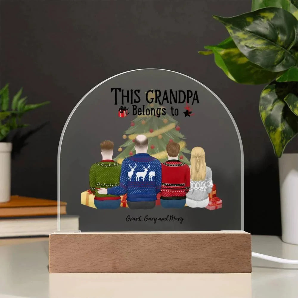 Grandpa Personalized Christmas Gift - This Grandpa Belongs to Grandkids - Dome Acrylic Plaque