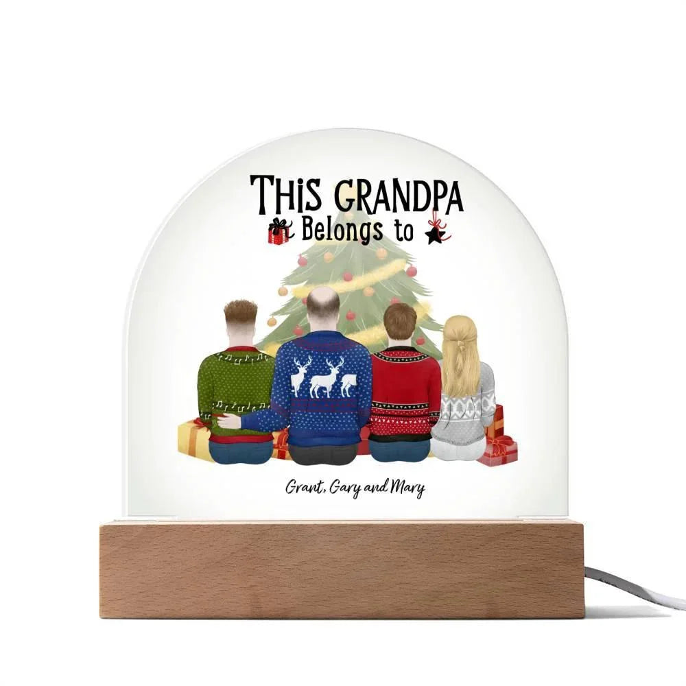 Grandpa Personalized Christmas Gift - This Grandpa Belongs to Grandkids - Dome Acrylic Plaque
