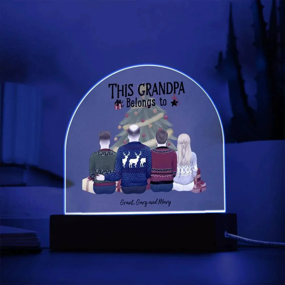 Grandpa Personalized Christmas Gift - This Grandpa Belongs to Grandkids - Dome Acrylic Plaque
