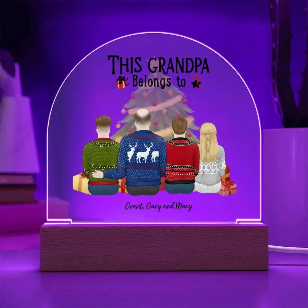 Grandpa Personalized Christmas Gift - This Grandpa Belongs to Grandkids - Dome Acrylic Plaque