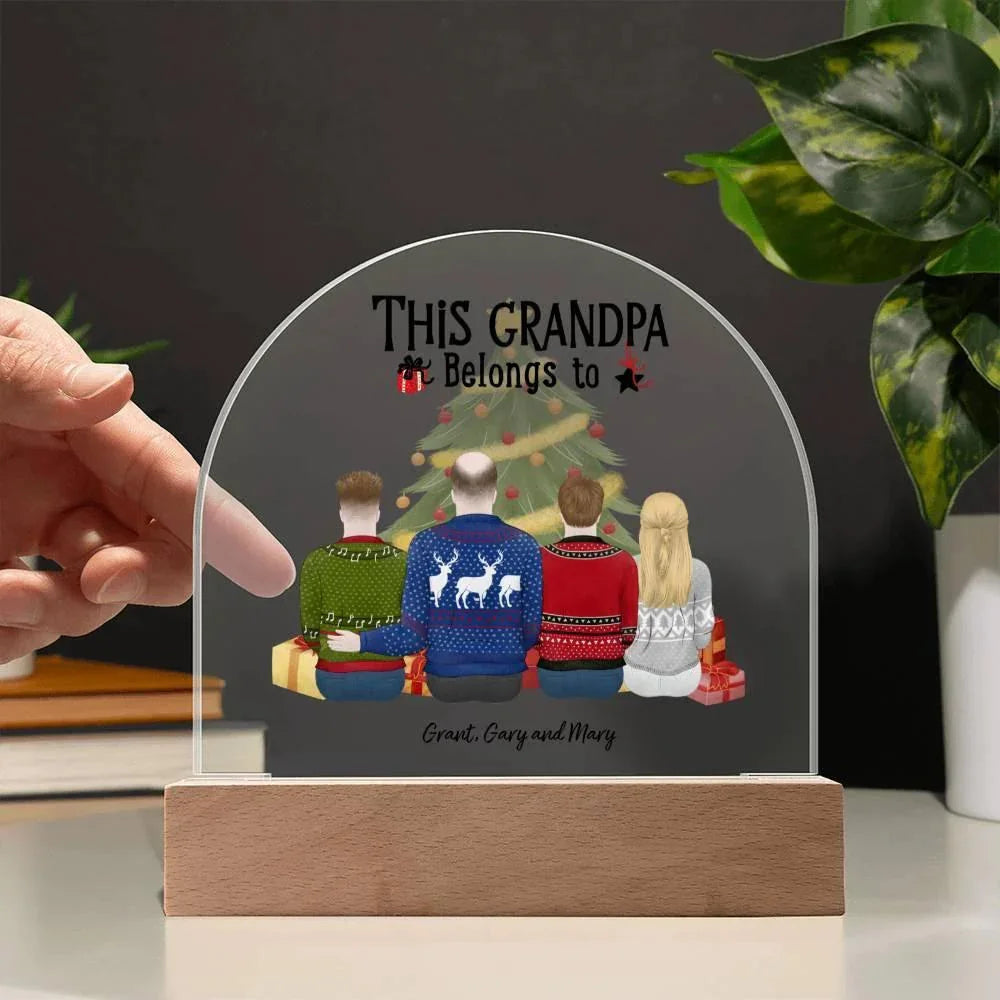 Grandpa Personalized Christmas Gift - This Grandpa Belongs to Grandkids - Dome Acrylic Plaque