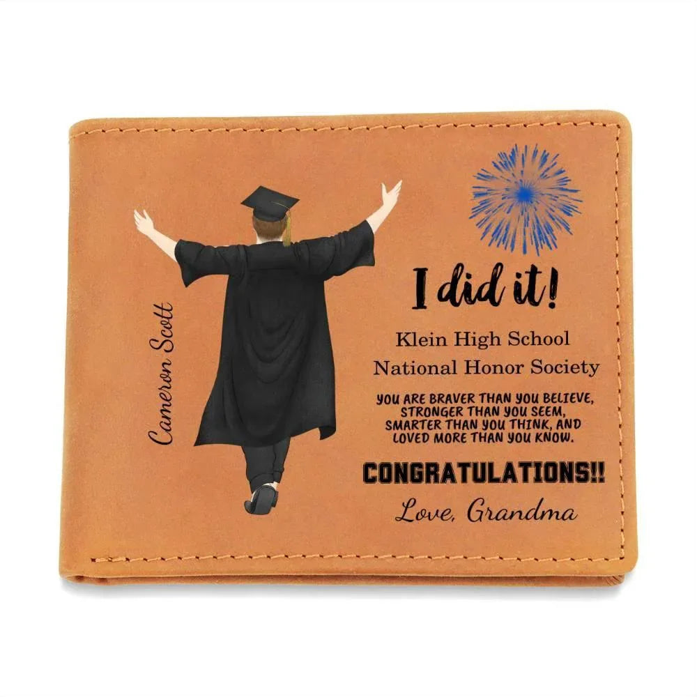 Son, Grandson, Brother, Nephew Custom Graduation Leather Wallet