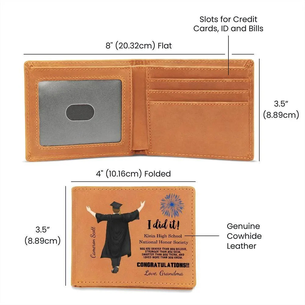 Son, Grandson, Brother, Nephew Custom Graduation Leather Wallet
