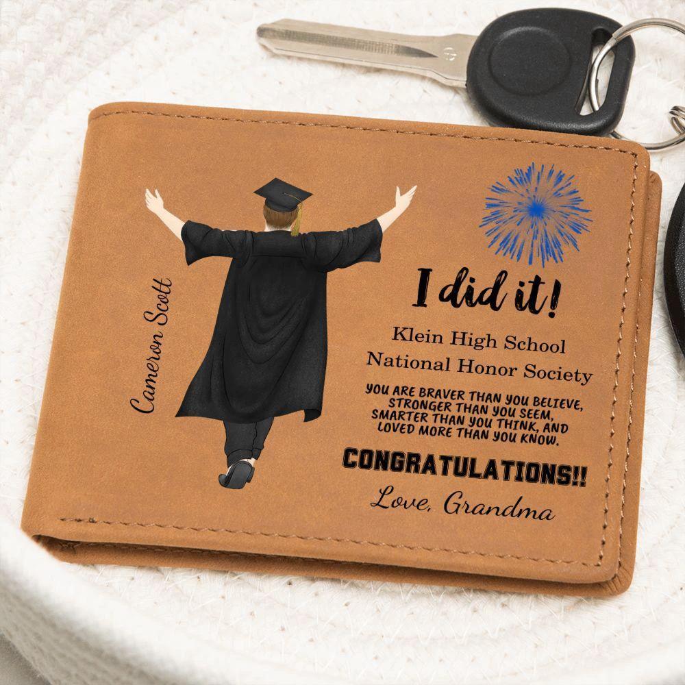 Son, Grandson, Brother, Nephew Custom Graduation Leather Wallet