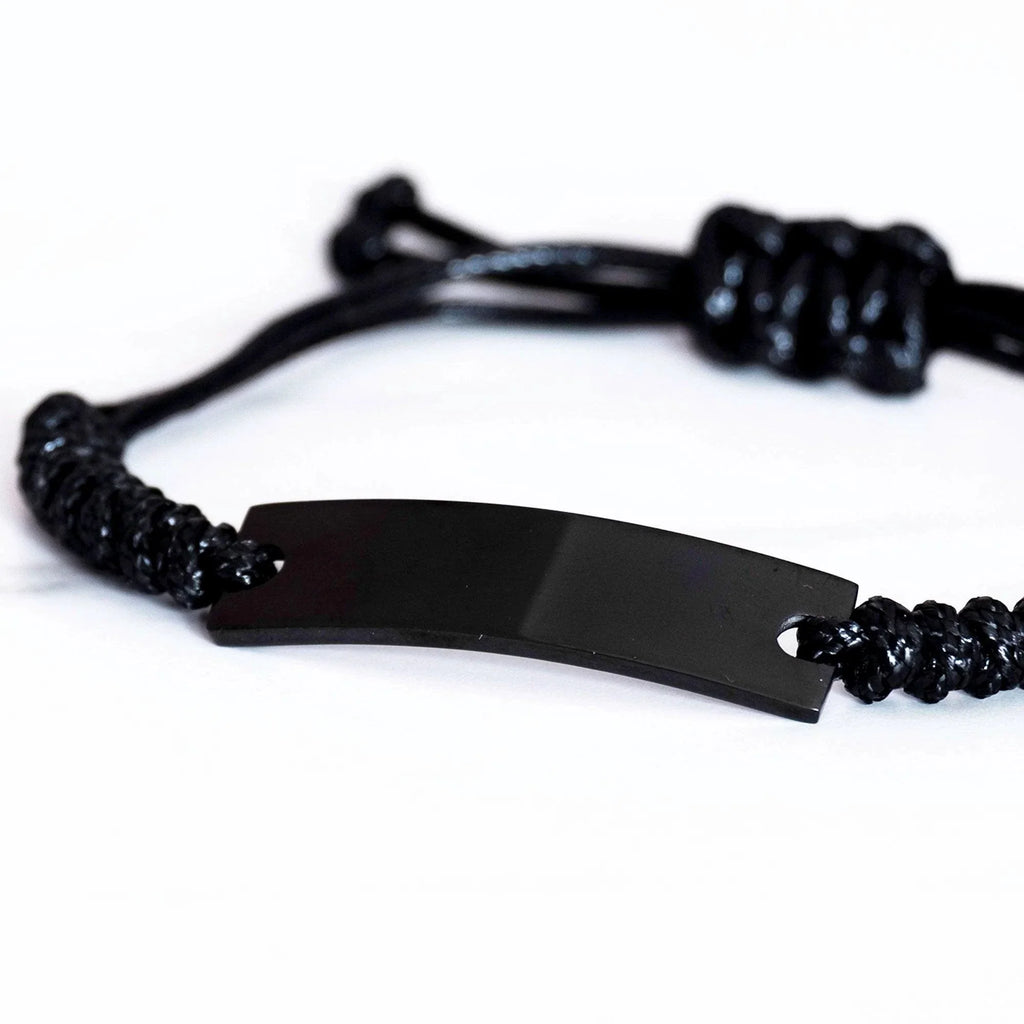 Grandson Engraved Black Rope Bracelet, Motivational Heartfelt Birthday, Christmas Holiday Gifts For Grandson, You are Braver than you Believe, Loved More than you Know