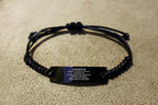 Grandson Engraved Black Rope Bracelet, Motivational Heartfelt Birthday, Christmas Holiday Gifts For Grandson, You are Braver than you Believe, Loved More than you Know
