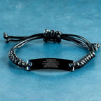Grandson Engraved Black Rope Bracelet, Motivational Heartfelt Birthday, Christmas Holiday Gifts For Grandson, You are Braver than you Believe, Loved More than you Know