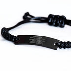 Grandson Engraved Black Rope Bracelet, Motivational Heartfelt Birthday, Christmas Holiday Gifts For Grandson, You are Braver than you Believe, Loved More than you Know