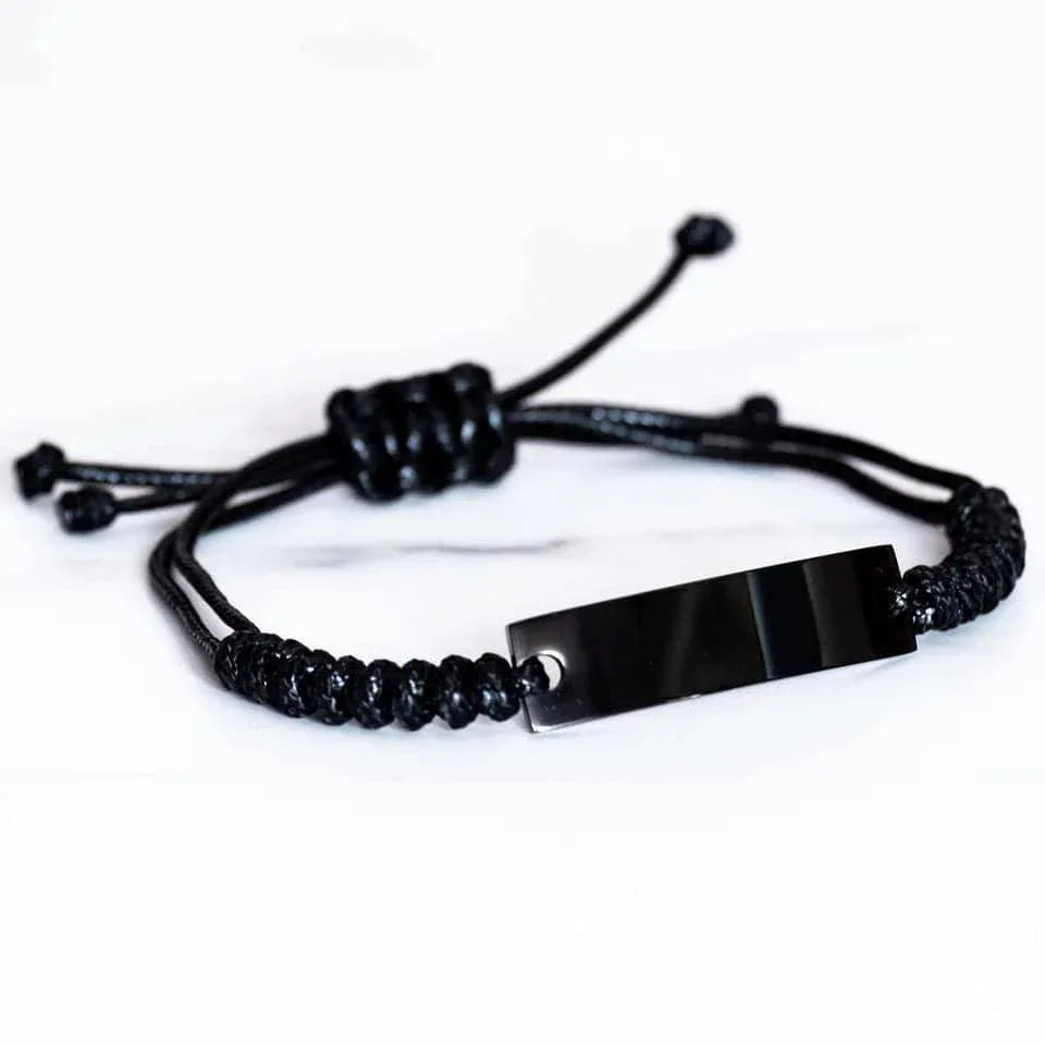 Grandson Engraved Black Rope Bracelet, Motivational Heartfelt Birthday, Christmas Holiday Gifts For Grandson, You are Braver than you Believe, Loved More than you Know