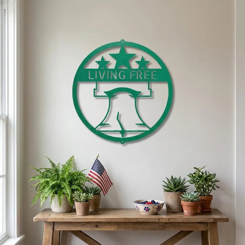 Custom Liberty Bell Metal Wall Art Patriotic Decor Made in USA Steel Sign Indoor Outdoor Americana Wall Hanging