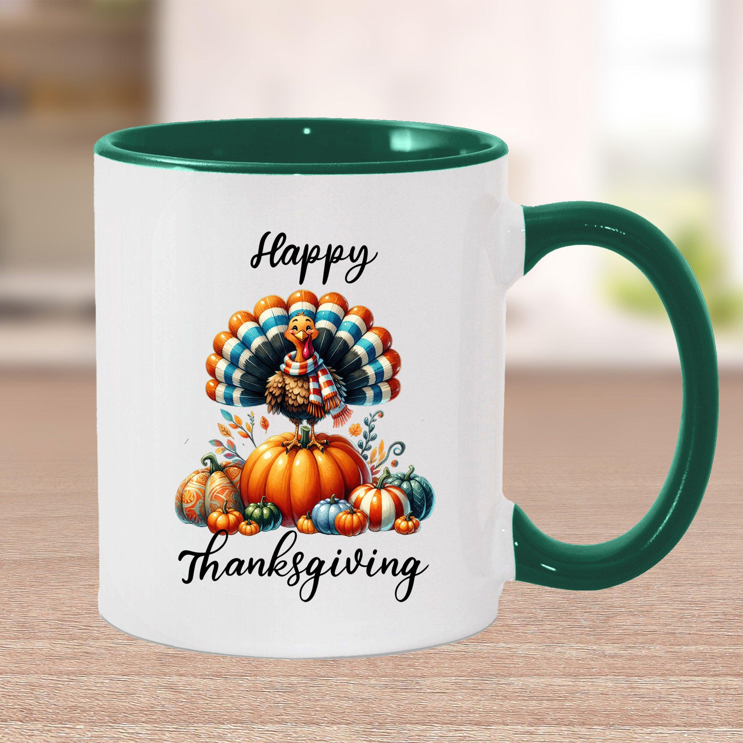 Happy Thanksgiving Ceramic Mug – Perfect for Holiday Cheer! - Mallard Moon Gift Shop