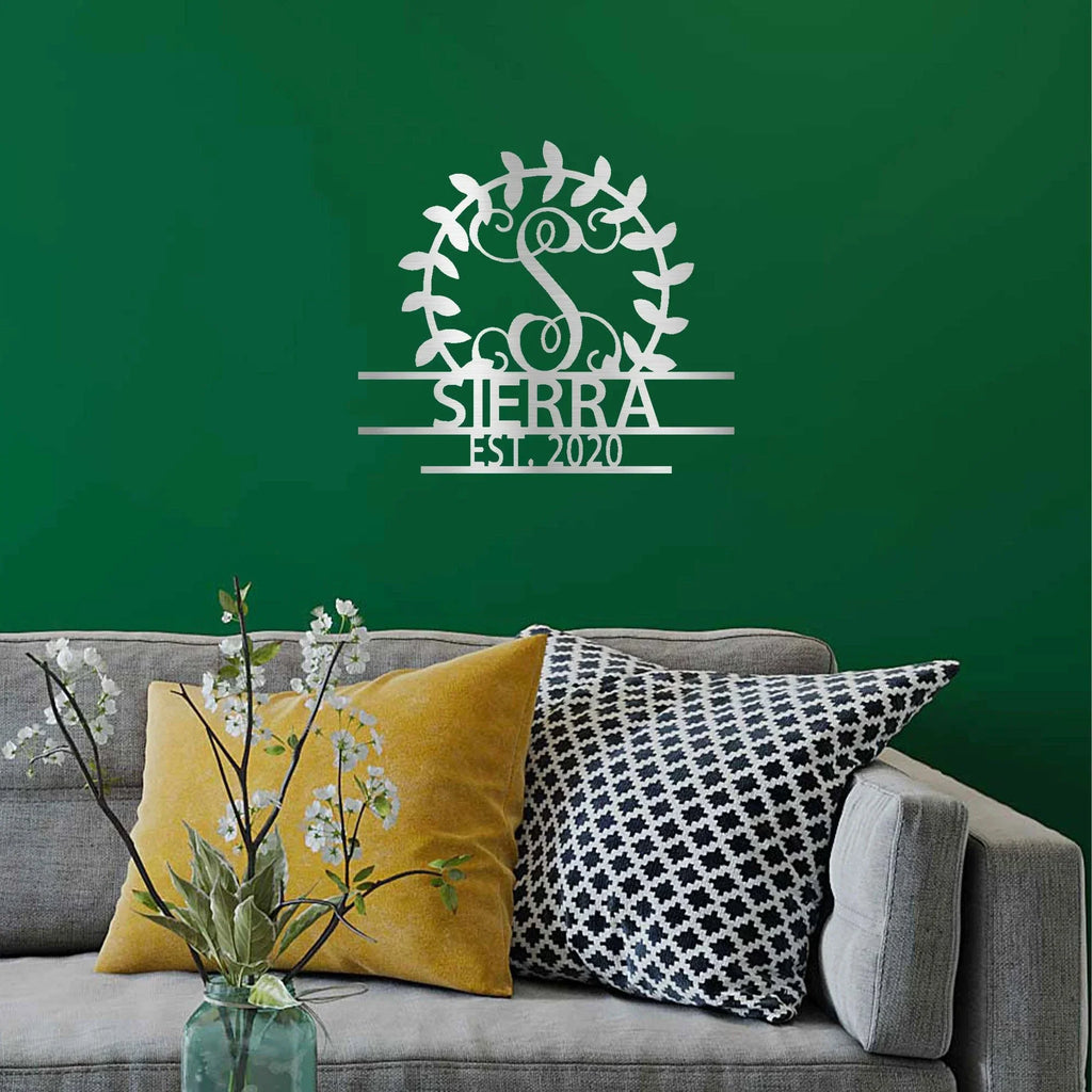 Custom Crest Metal Wall Sign – Personalized Family Name, Monogram, and Established Year – Made in the USA – 5 Sizes & Colors