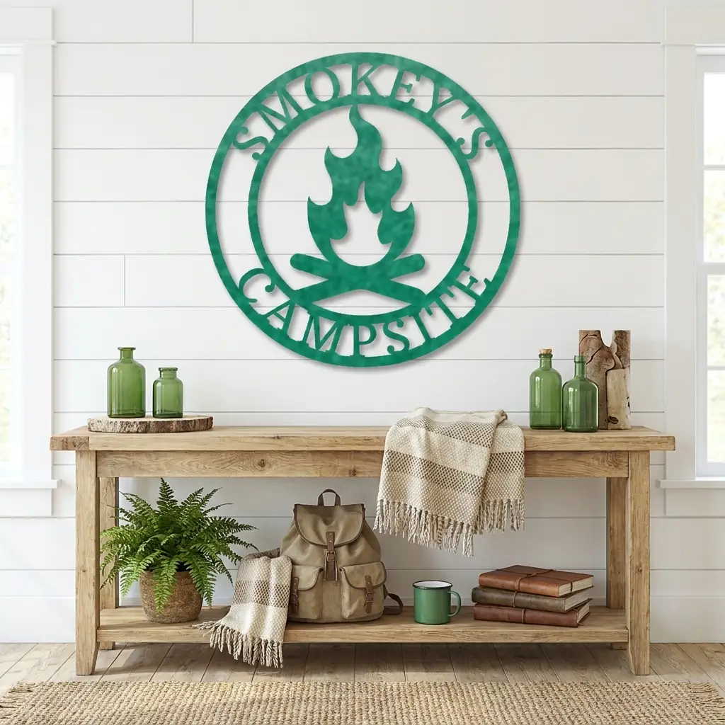 Campfire Custom Monogram Indoor Outdoor Steel Wall Sign Metal Art Home Décor