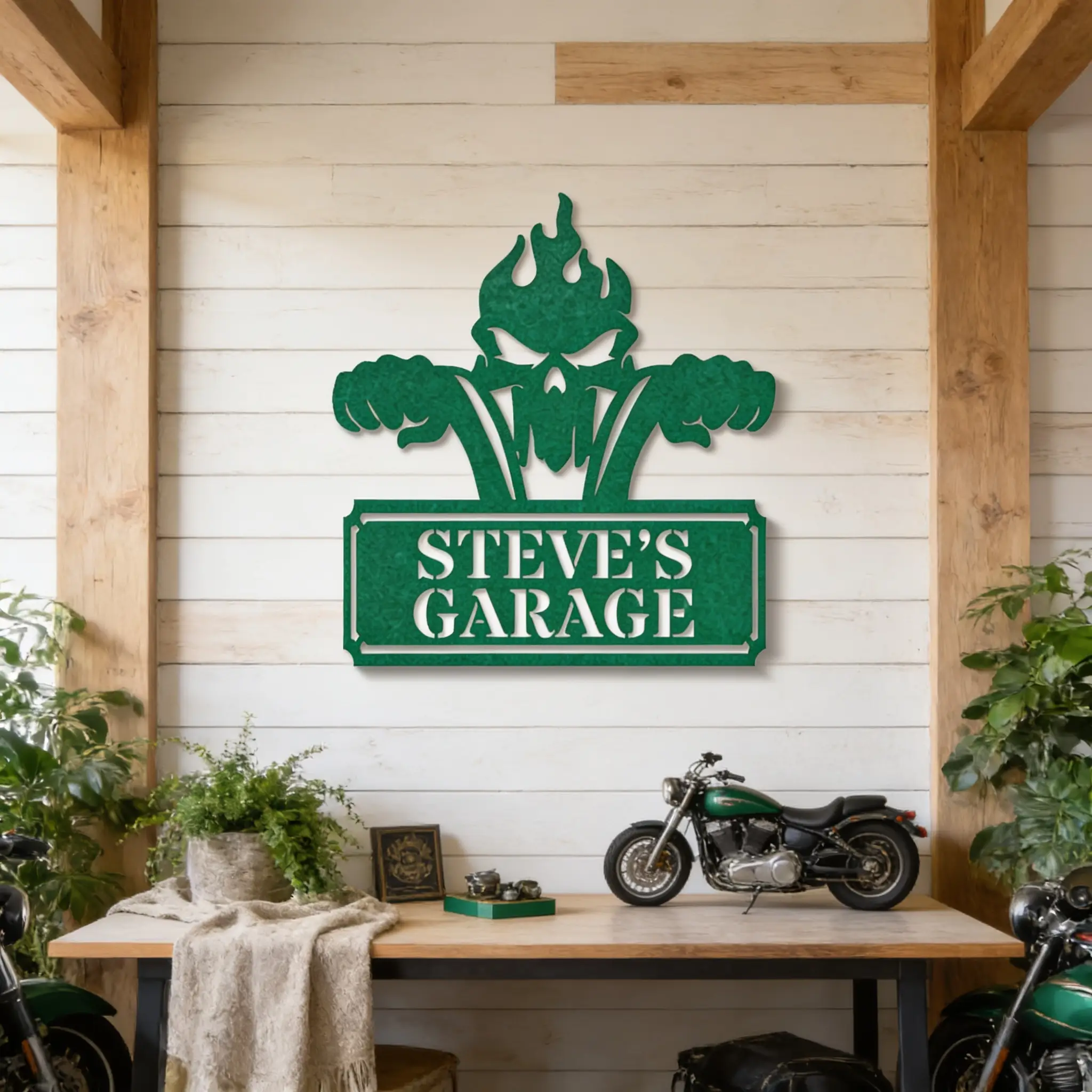 Rough Rider Monogram Personalized Biker Motorcycle Steel Wall Sign Art
