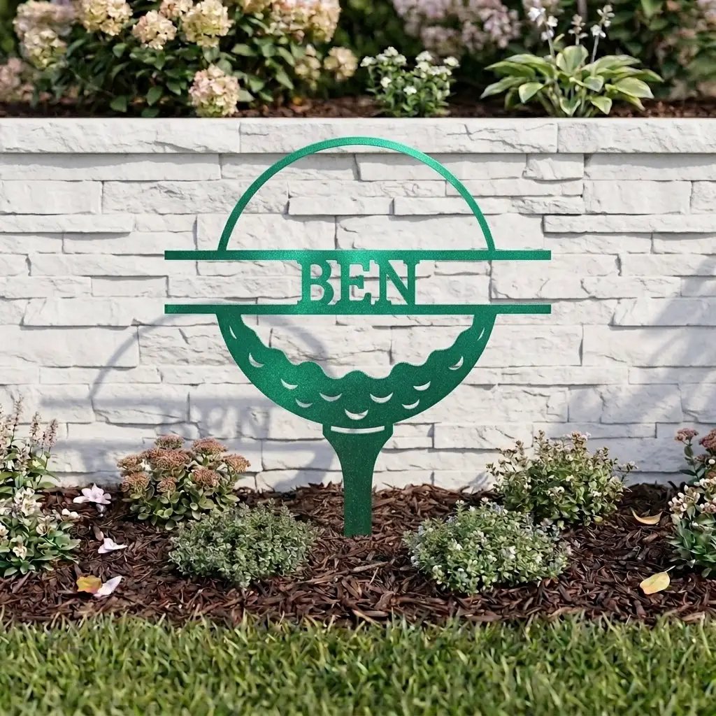 Personalized Golf Garden Stake – Custom Name Golf Tee Sign – Outdoor Yard Decor – Golfer Gift