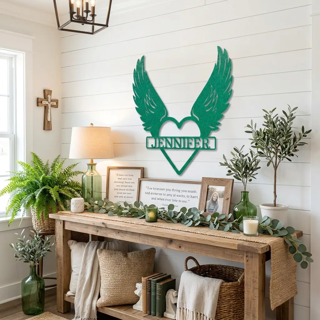 Personalized Angel Wings Memorial Metal Wall Art – Custom Name Remembrance Sign – Sympathy Gift – In Loving Memory Decor – Bereavement Gift