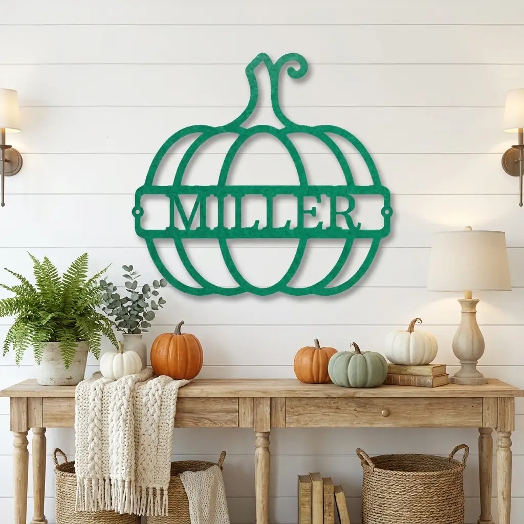 Personalized Pumpkin Metal Sign | Custom Fall Name Sign | Pumpkin Wall Decor | Autumn & Thanksgiving Metal Art | Housewarming Gift | Made in USA