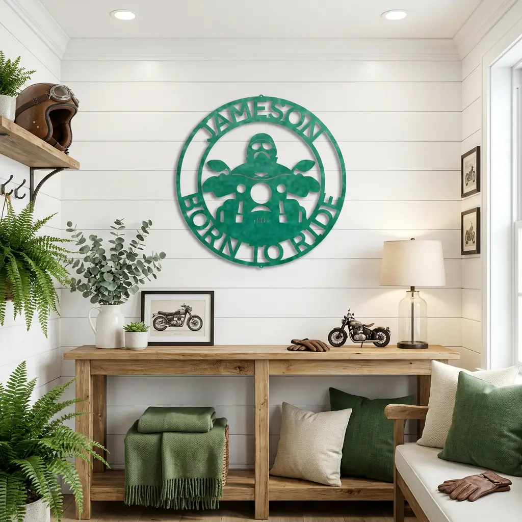 Motorcycle Rider Personalized Metal Wall Art, Custom Name Biker Sign, Born to Ride Motorcycle Decor, Garage Man Cave Wall Sign, Motorcycle Gift for Men, Dad, Husband or Rider